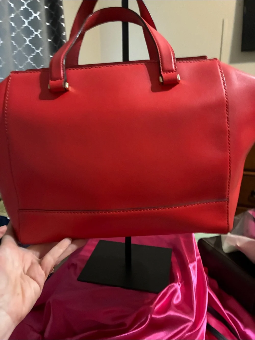 kate spade red leather bow-accent tote